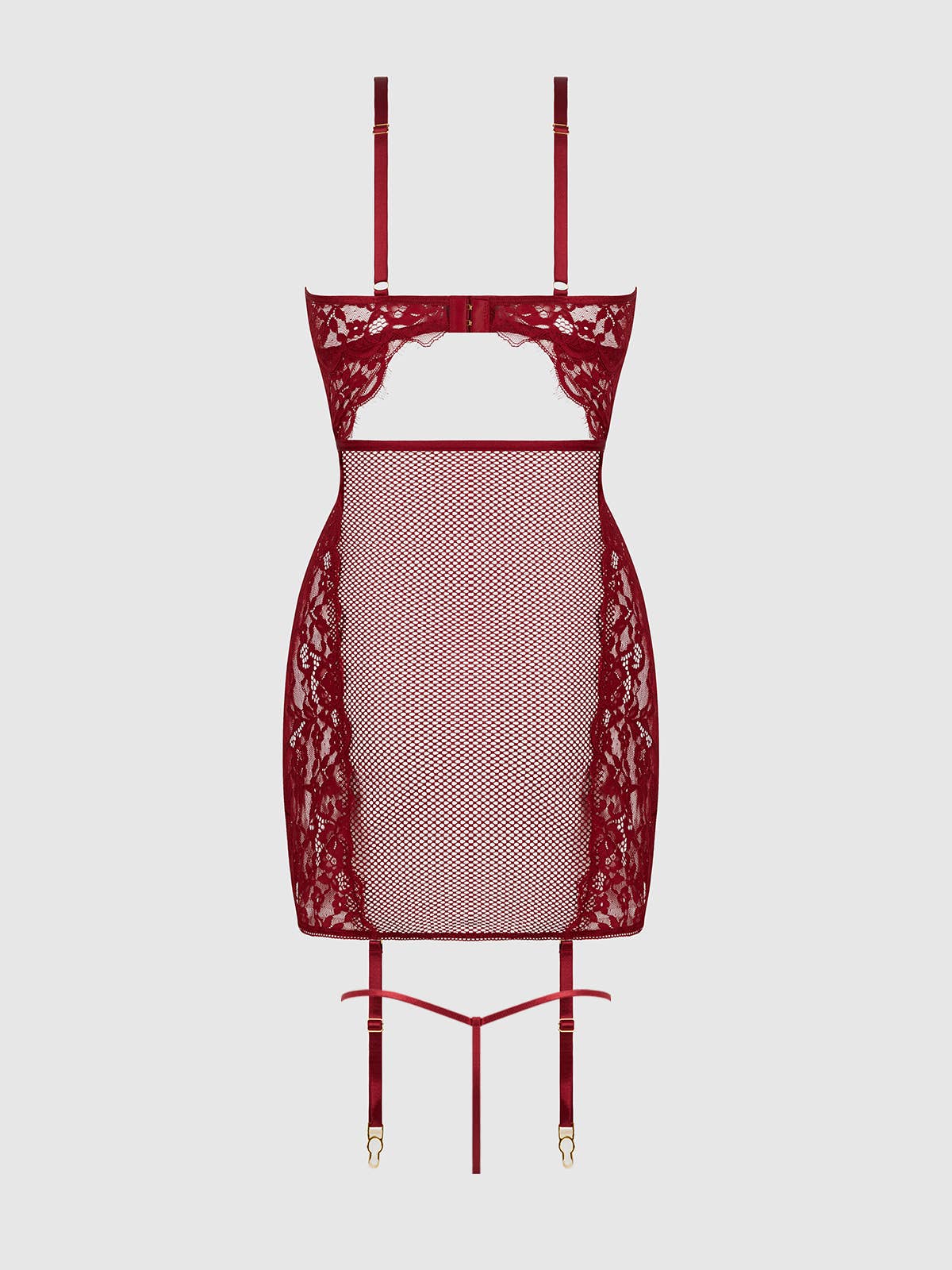 DEZI CURVY LACE & CHAIN CHEMISE LINGERIE SET IN PLUS SiZE