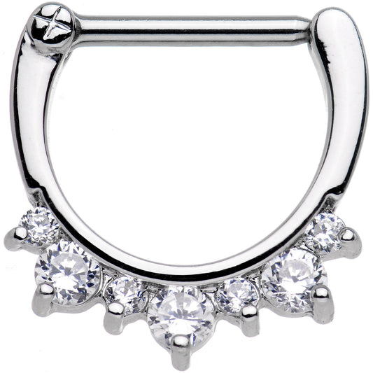 14G 1/2 Clear Gem Septet Nipple Clicker Set