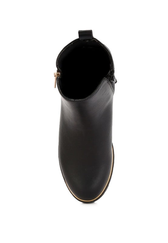 Thorin Metallic Frame Block Heel Boots