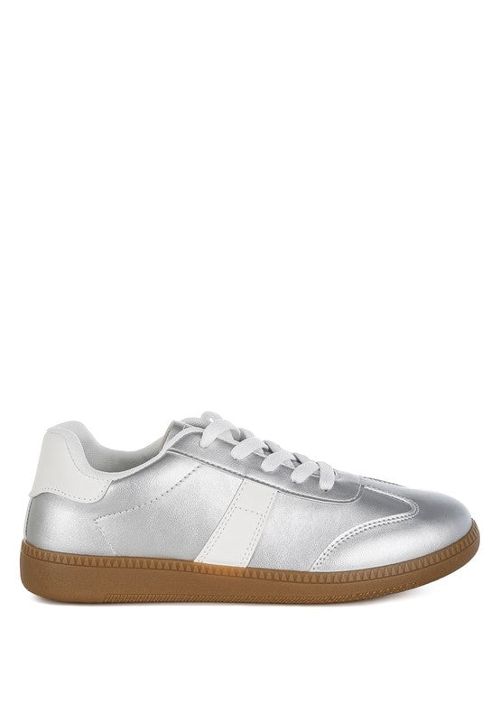 Crossover Lace-Up Metallic Sneaker
