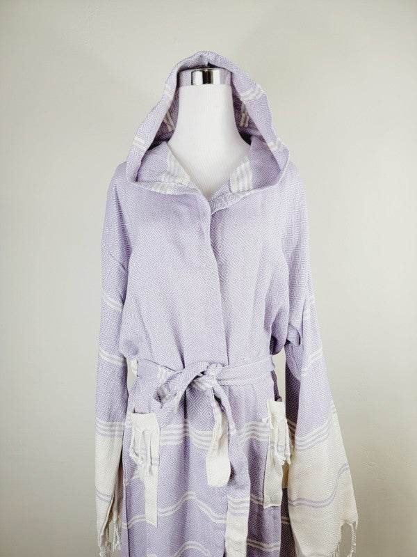 Unisex Robe, Beach or spa Robe with pockets - Lila