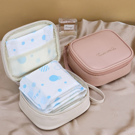 Portable PU Makeup Bags – Small Cream Lipstick Envelope Carry Cosmetic Bag for Students, Ideal for Sanitary Napkin and Small Storage Essentials