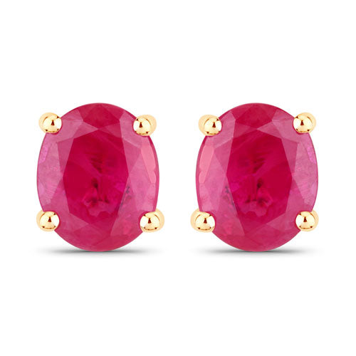0.60 Carat Genuine Ruby 14K Yellow Gold Earrings