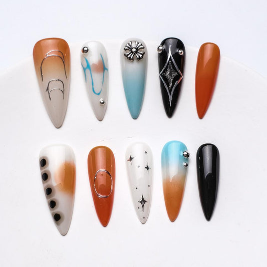 1064 Handmade Nail Wear Nail Art Reusable Press on Nails False Nails