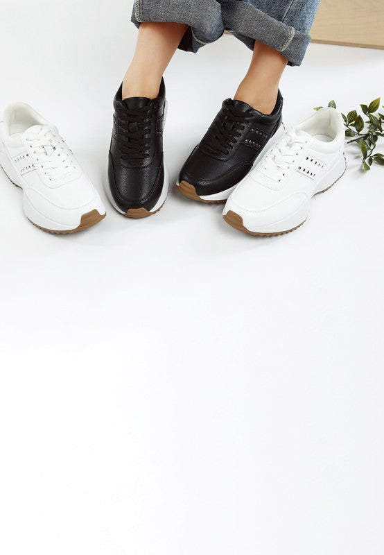 Athion Studded Real Leather Sneakers