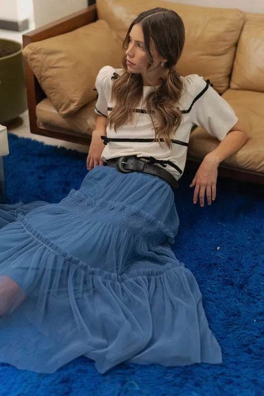 Annie Wear Tulle Tiered Midi Skirt