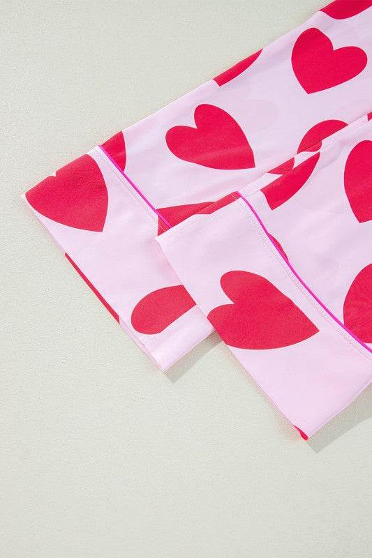 Heart Valentines Short Sleeve Pants Pajamas Set