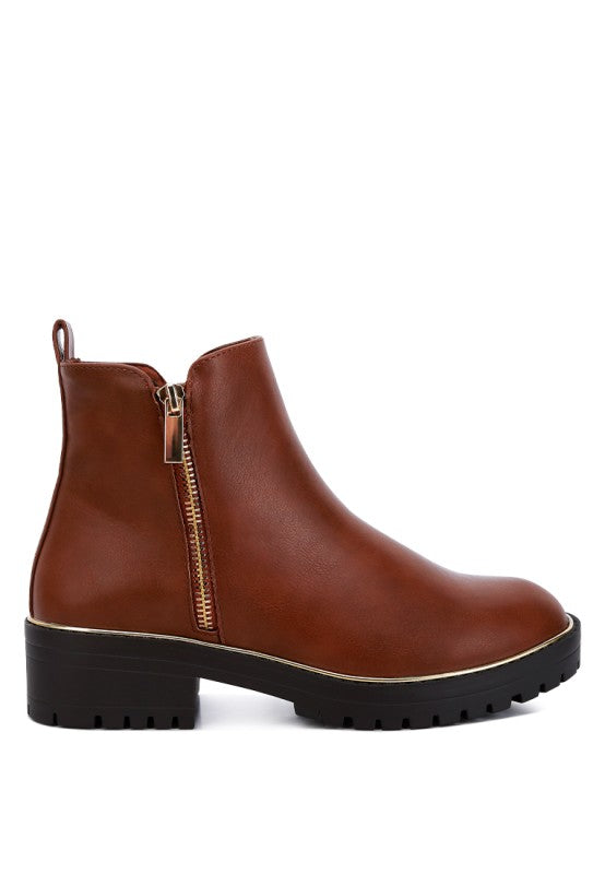 Thorin Metallic Frame Block Heel Boots