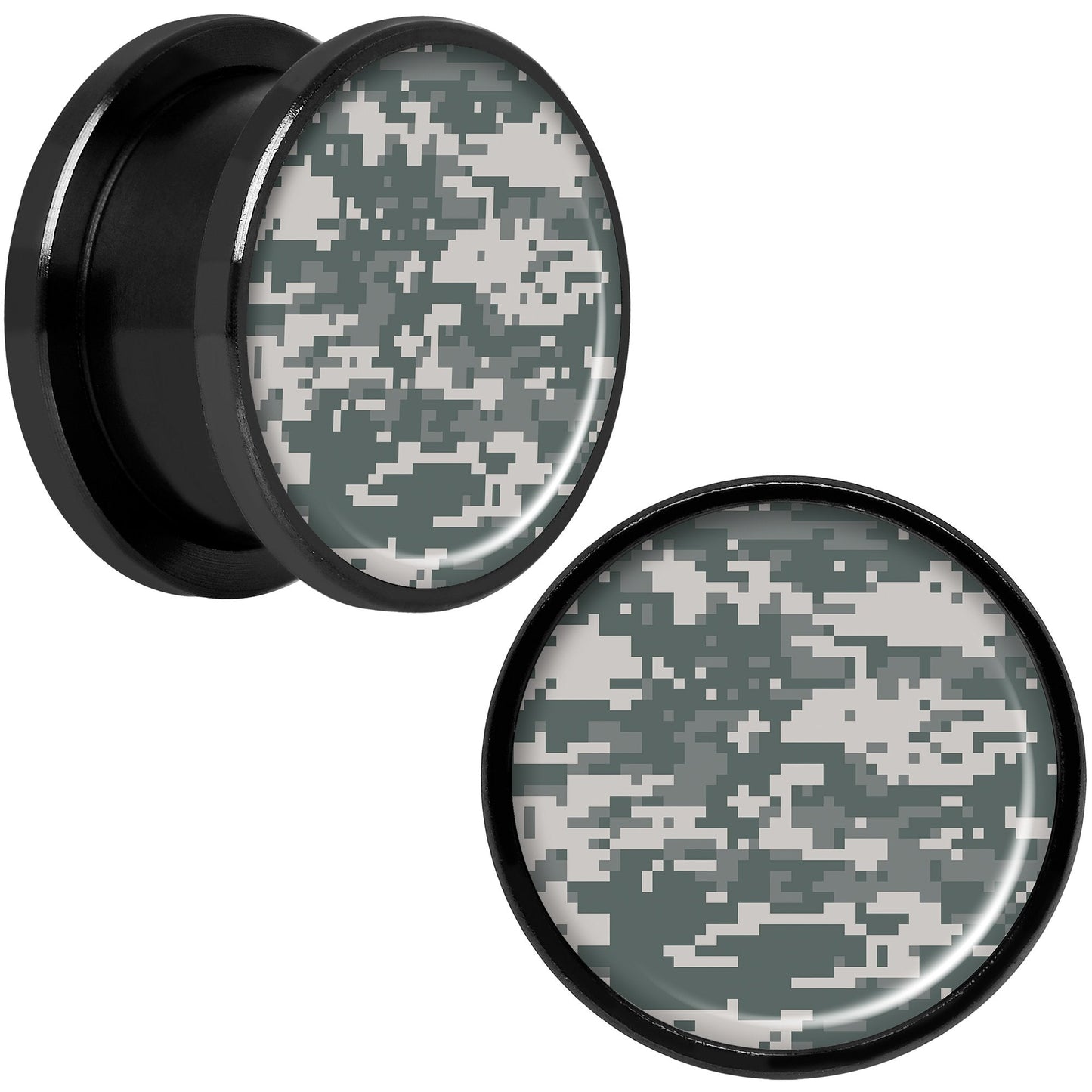 Digital Camo Print Black Anodized Screw Fit Plug Set 5/8