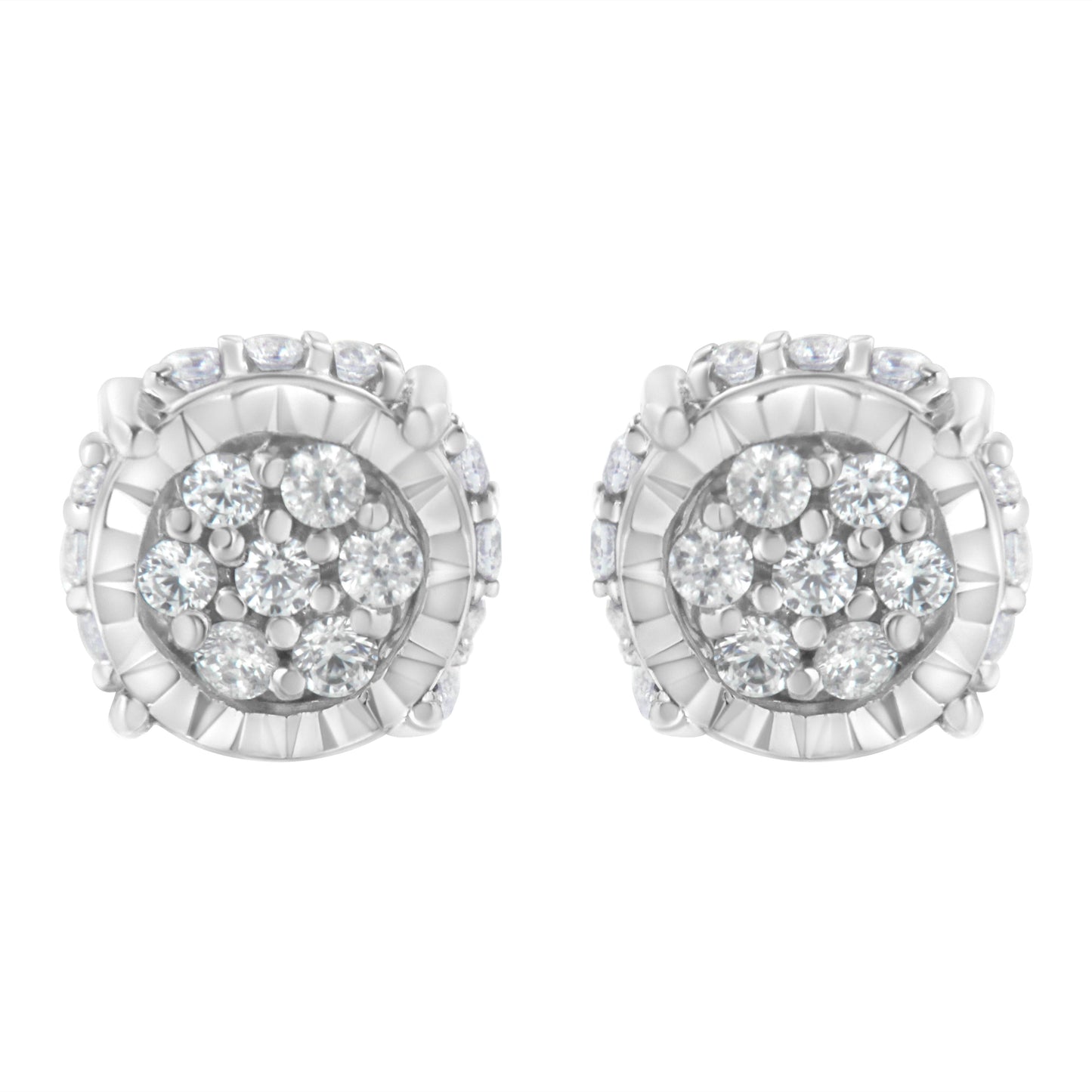 .925 Sterling Silver 1/3 cttw Round-cut Diamond Floral Stud Earring (I-J Clarity, I3 Color)