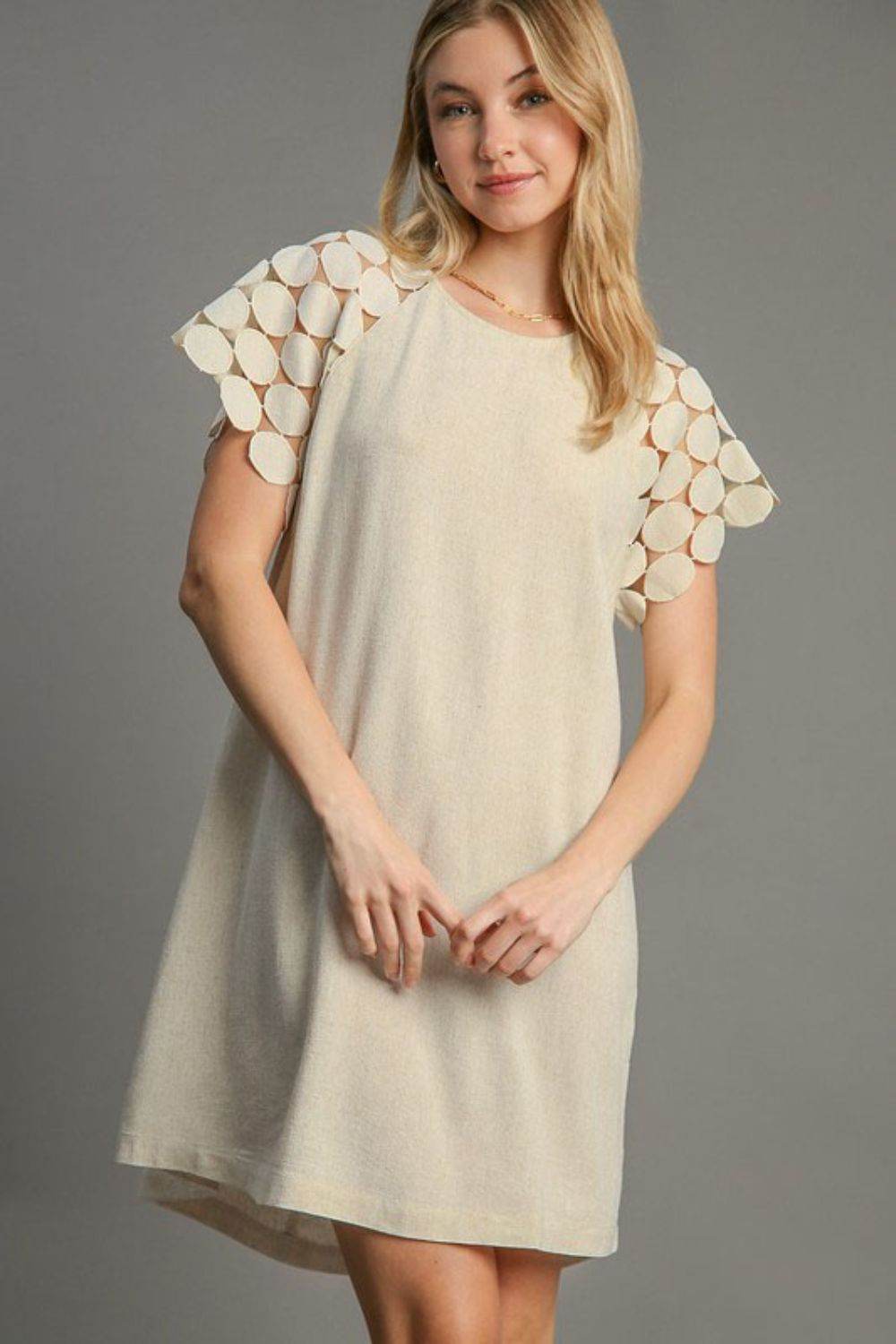 Umgee Full Size Round Neck Mini Dress Plus Size