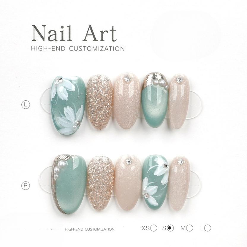 1050- Handmade press on nails fake nails removable Handmade Drawing Nails