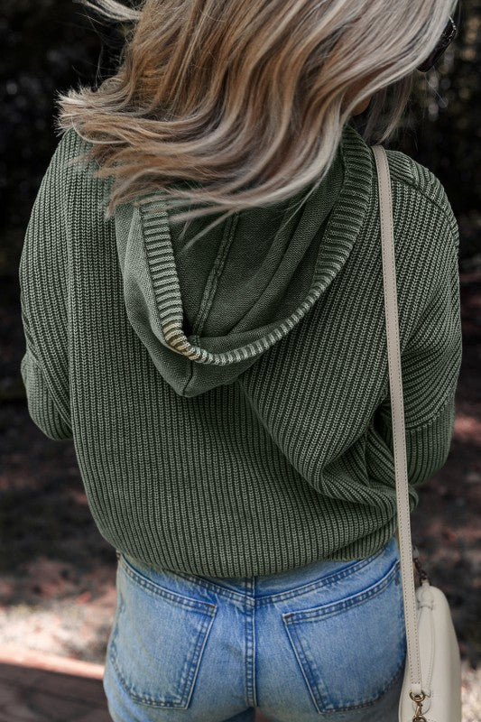 Sofioya Knit Drawstring Hooded Sweater