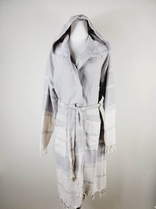 Unisex Robe, Beach or spa Robe with pockets - Gray