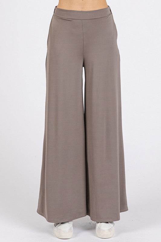 Mittoshop Yoga Air Stretch Elastic Waist Wide Leg Pants