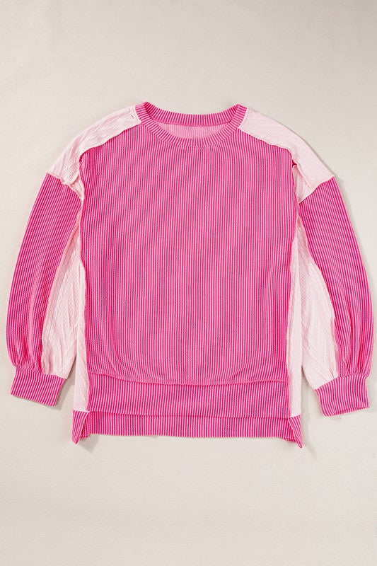 Women Knit Colorblock Exposed Seam Sweatshirt