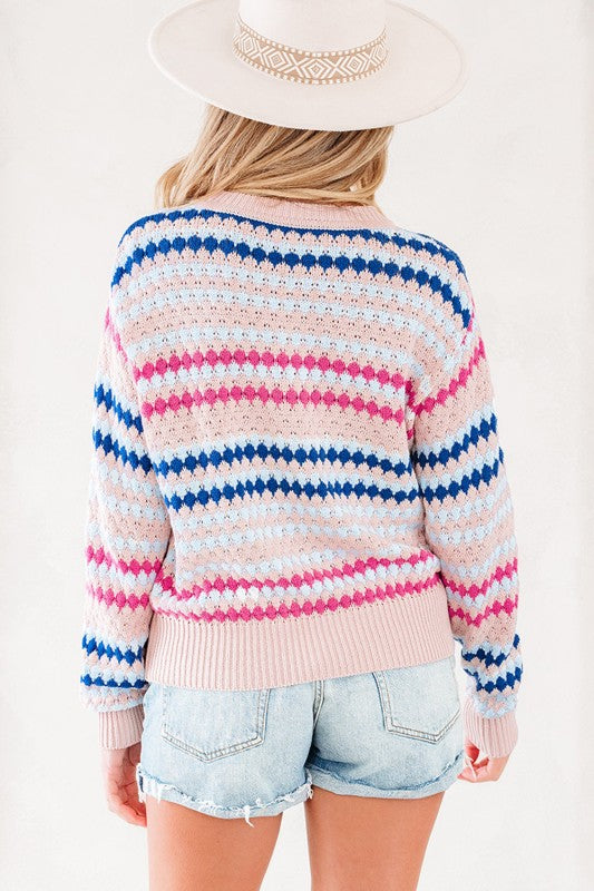 Amelia Patterned Drop Shoulder Sweater