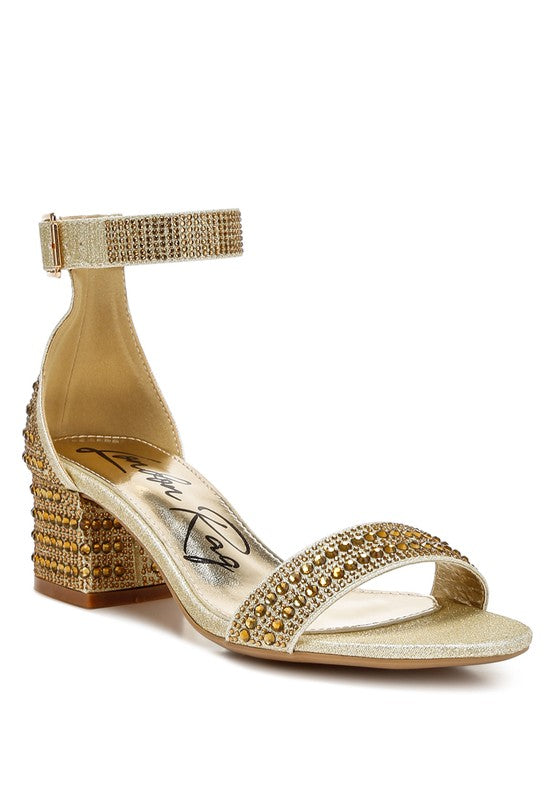 Twerky Rhinestones Embellished Block Sandals