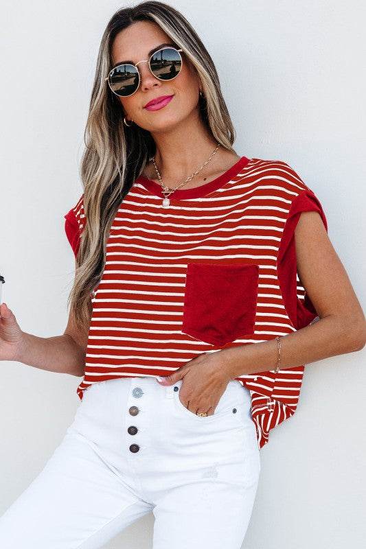 Annika Stripe Round Neck Tank Top