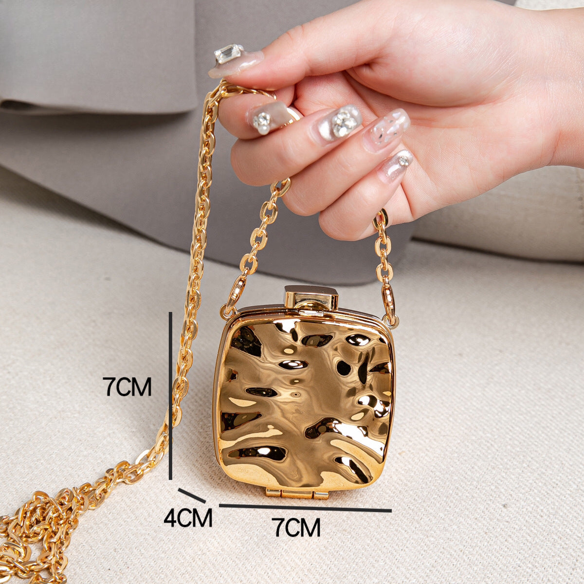 Acrylic Box Bag Summer Lady, Mini Lipstick Air Cushion Storage Bag, Mini Metallic Little Purse, Clutch Purse