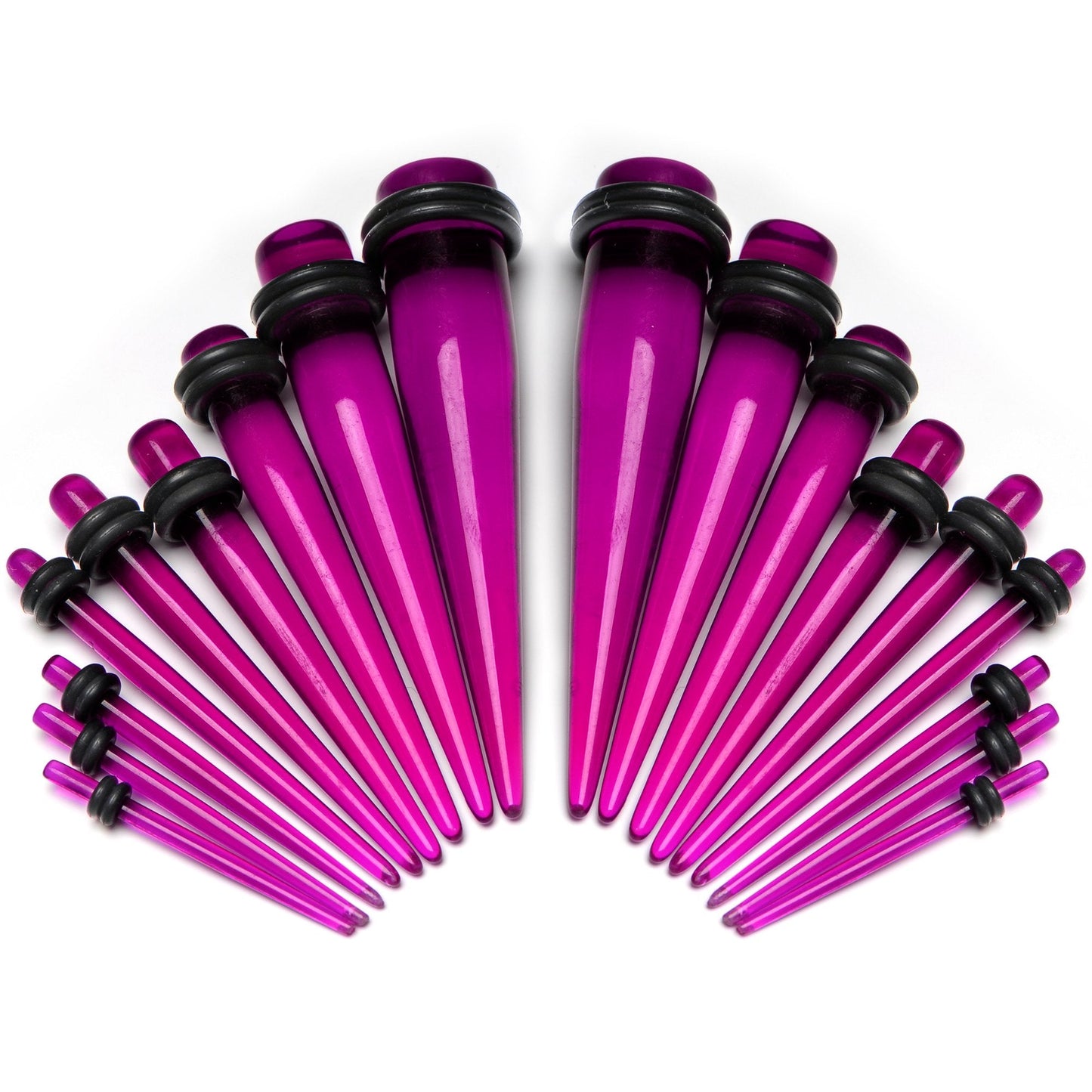 14 to 00G Fuchsia Acrylic Straight Taper Set 18 Piece Stretching Kit
