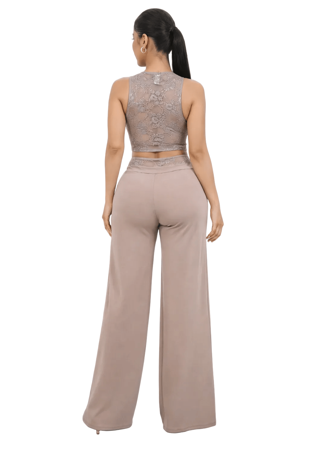 Grace in Power Lace Vest and Pant Set – Mocha Nude