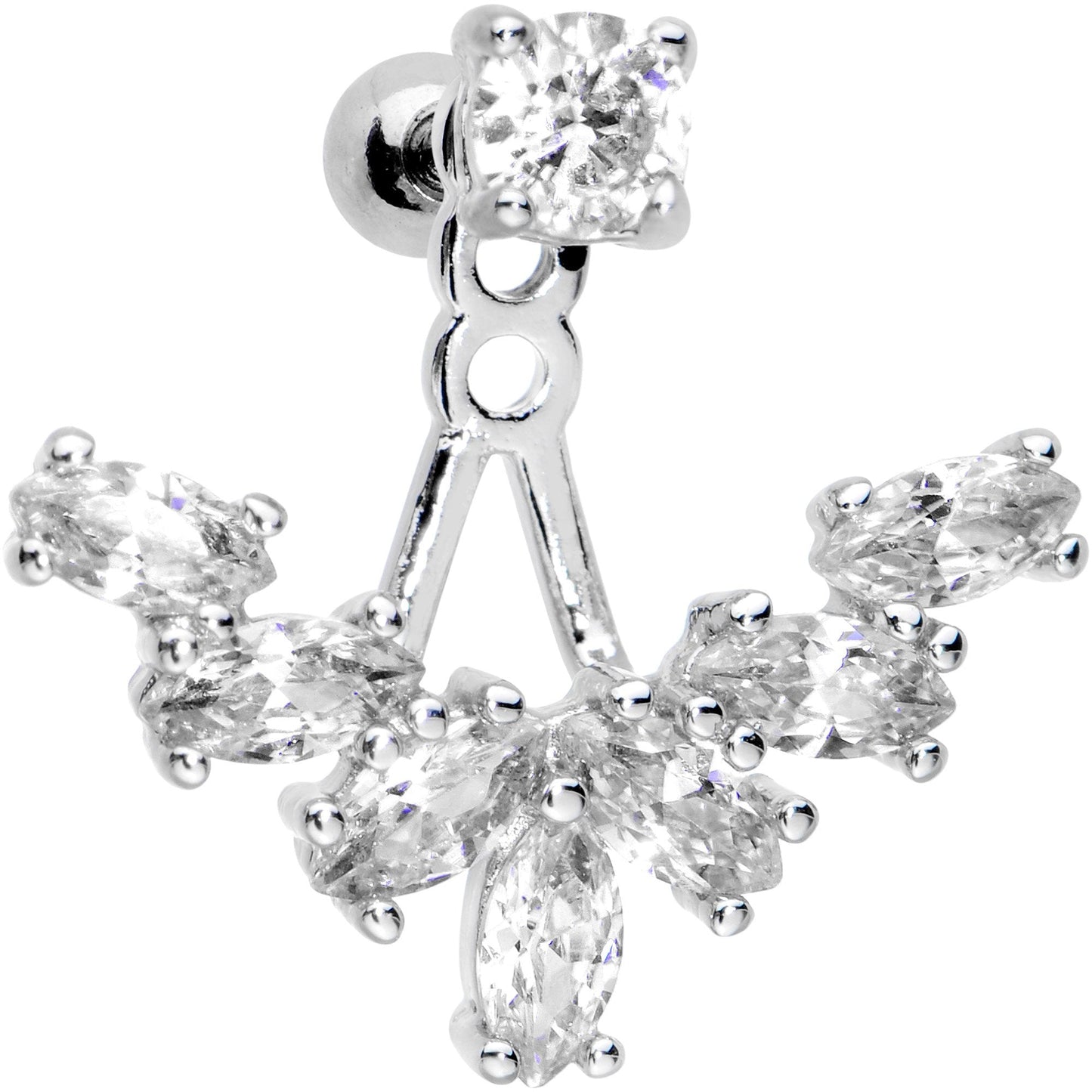 1/4 Clear Gem Darling Fan Dangle Cartilage Tragus Piercing