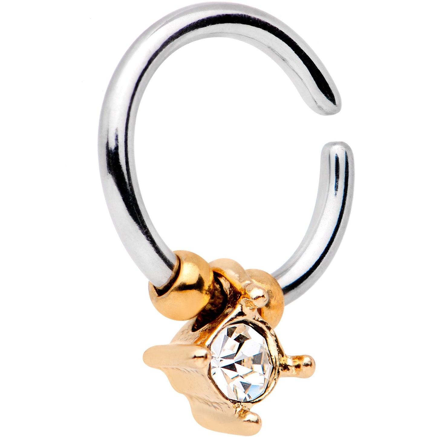 16G Gold Tone Clear Gem Drop Annealed Seamless Circular Ring