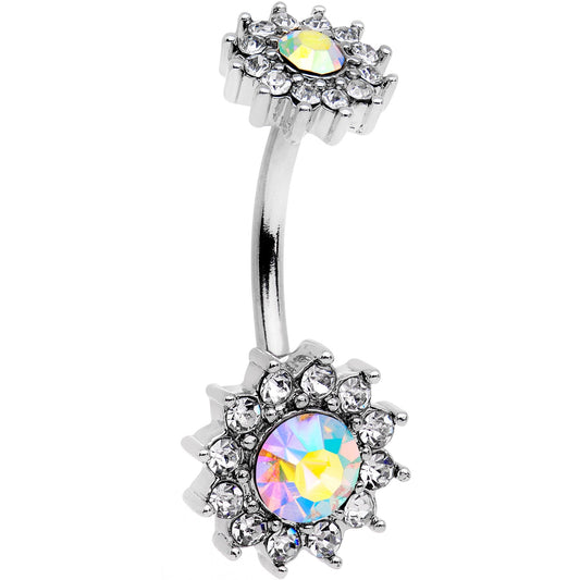 Aurora Gem Double Sunflower Belly Ring