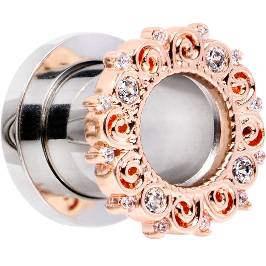 0G Clear Gem Flowering Frame Screw Fit Tunnel Plug Set