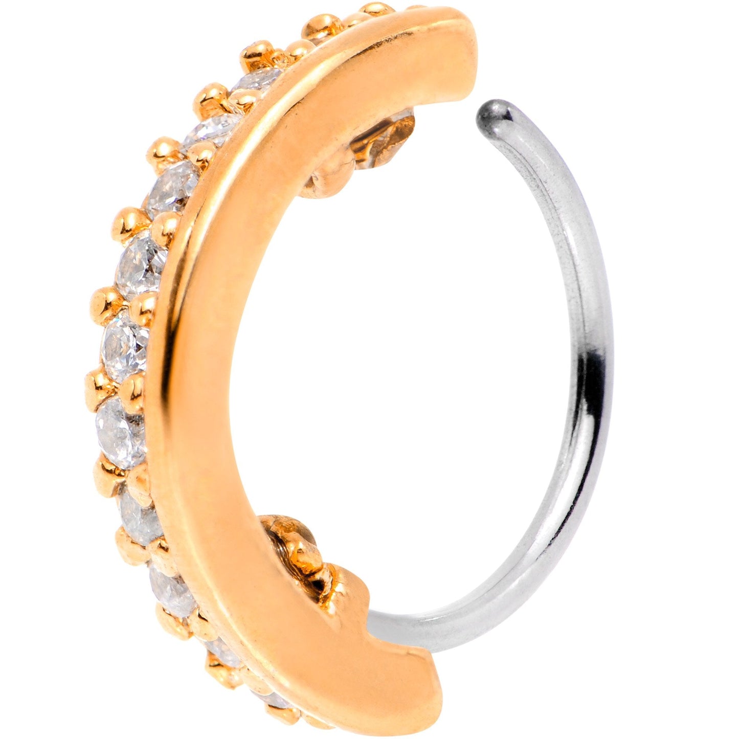 20G Clear CZ Gem Rose Gold Tone Sleek Seamless Circular Ring