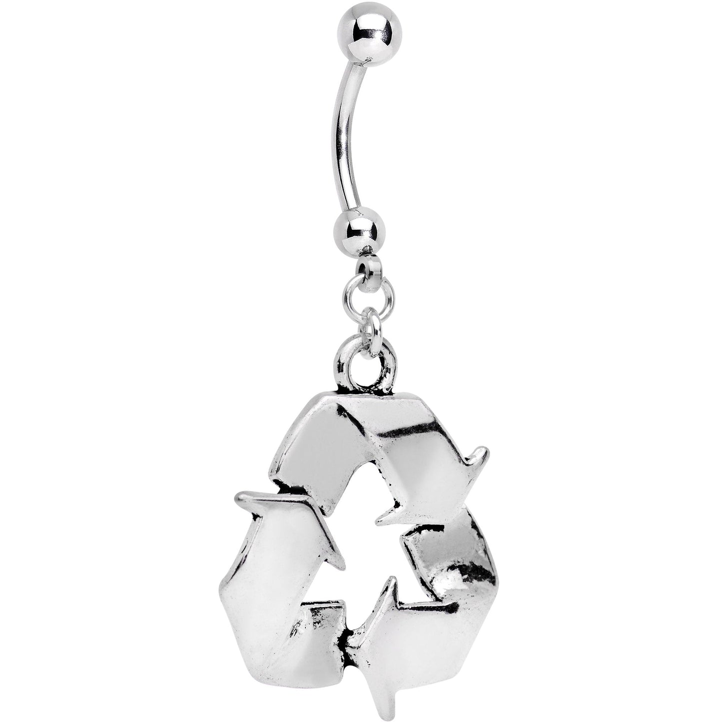 Handcrafted Recycle for the Environment Dangle Belly Ring