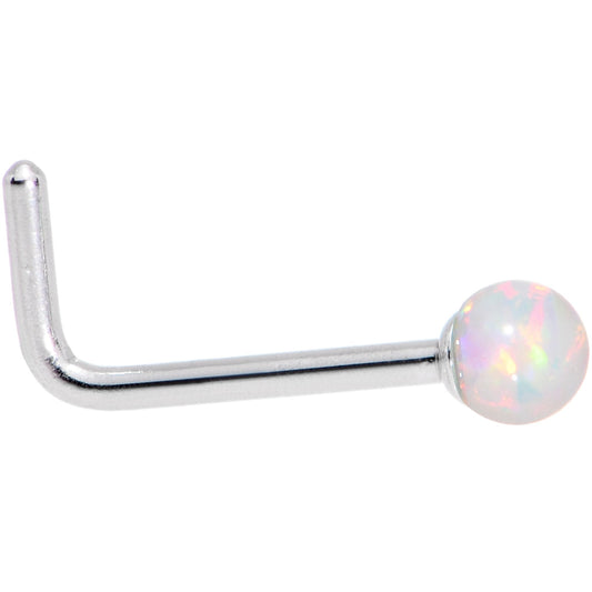 White 2.5mm Synthetic Opal Ball Anodized L Shaped Nose Ring 4 Pack Set