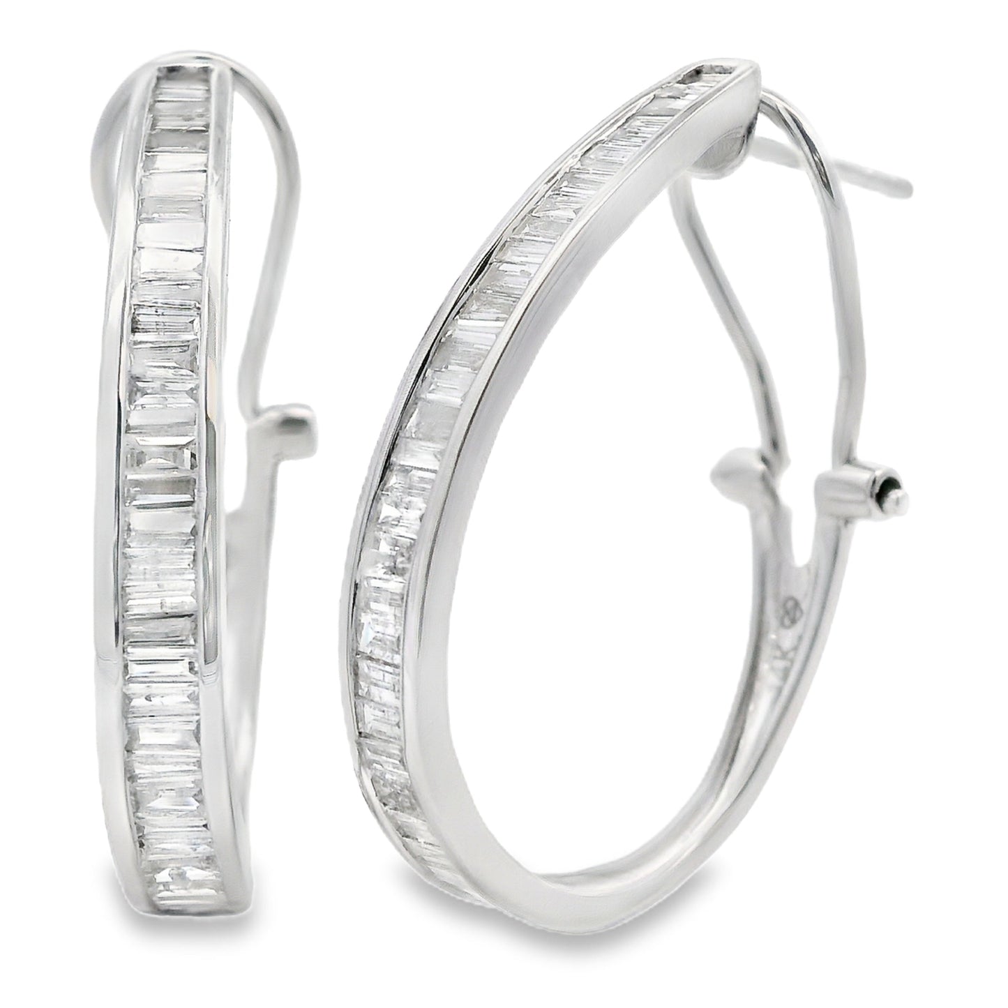 1.00ct Diamond Hoop Earrings 14KT White Gold