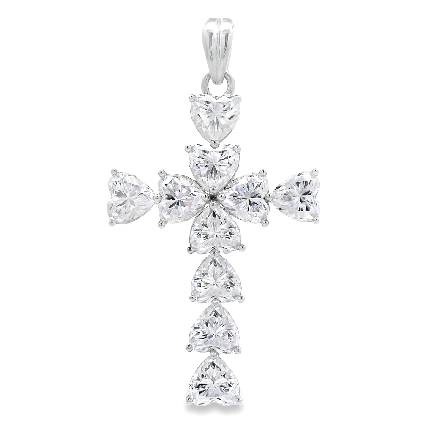 Moissanite Cross Religious Pendant Sterling Silver