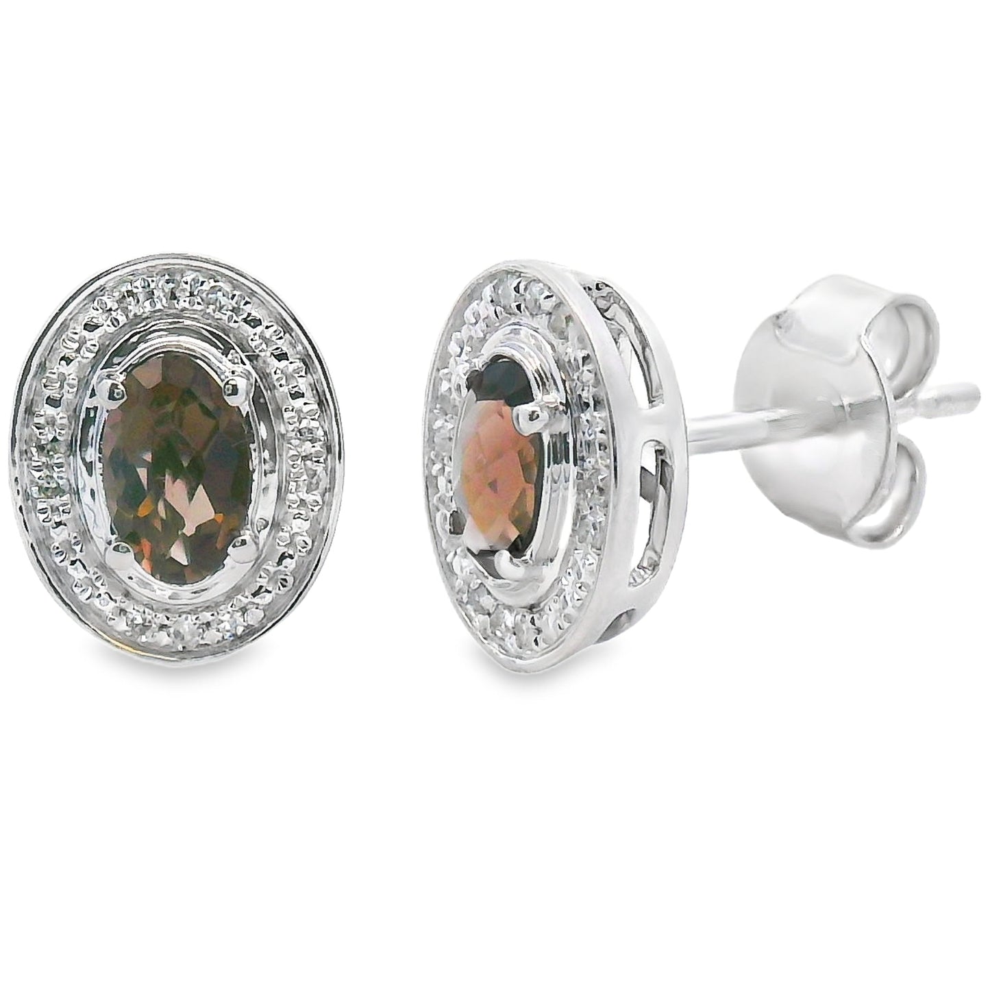 .45ct Quartz Diamond Earrings 10KT White Gold