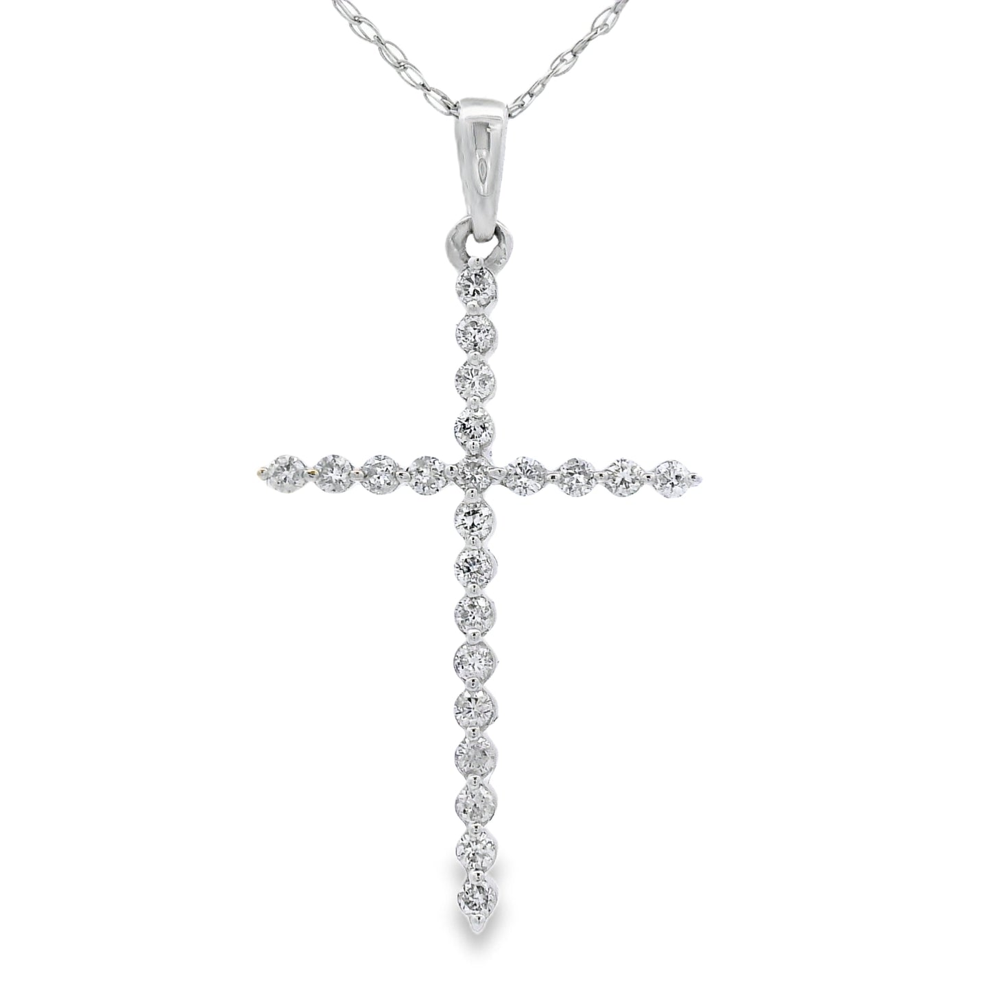 .21ct Diamond Cross Religious Pendant 14KT White Gold