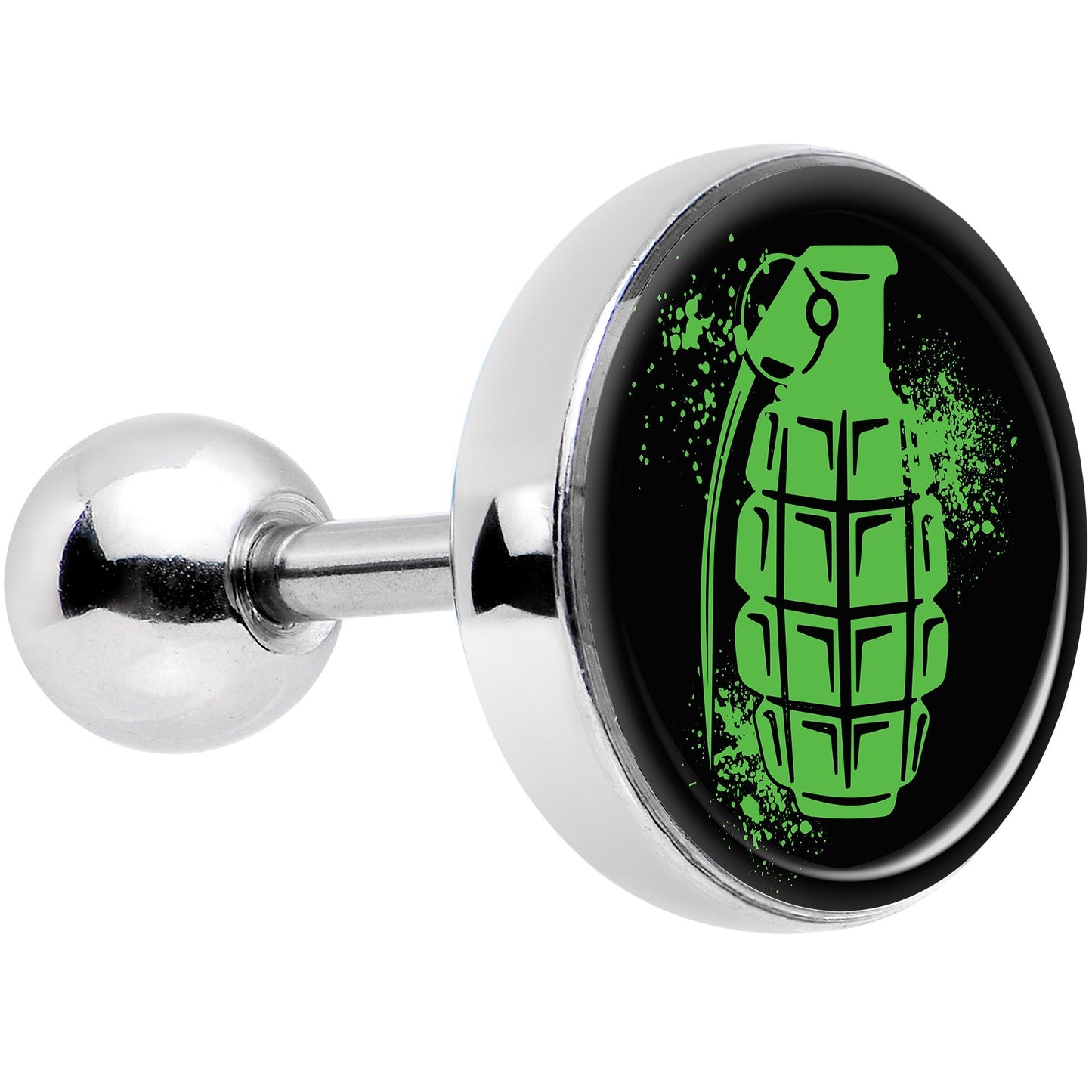 16G 1/4 Green Grenade Tragus Cartilage Earring