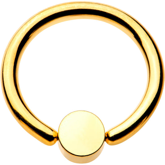 14G 3/8 Clear Gem 4mm Disc Gold IP BCR Captive Ring