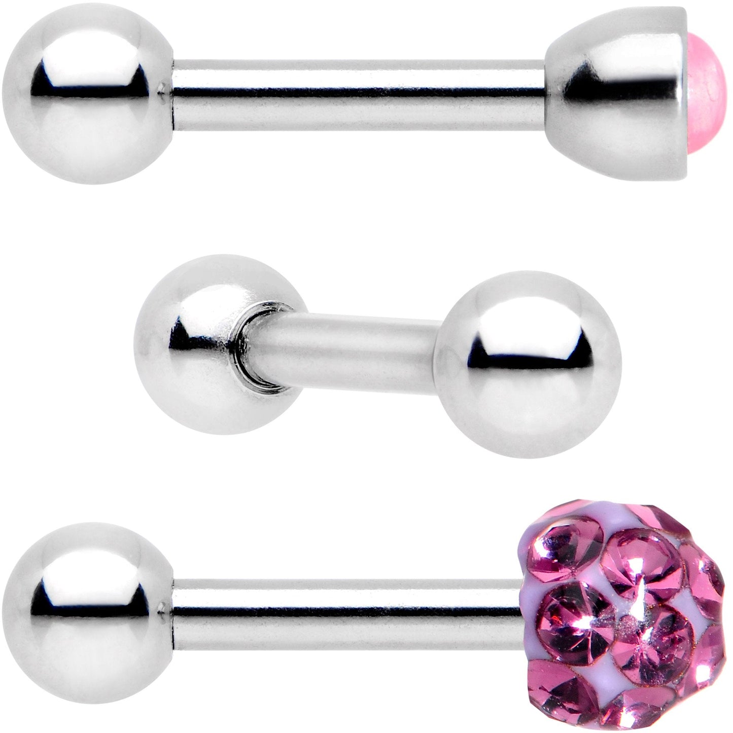 16G 1/4 Purple Faux Opal Inlay Cartilage Tragus Earring 3 Pack Set