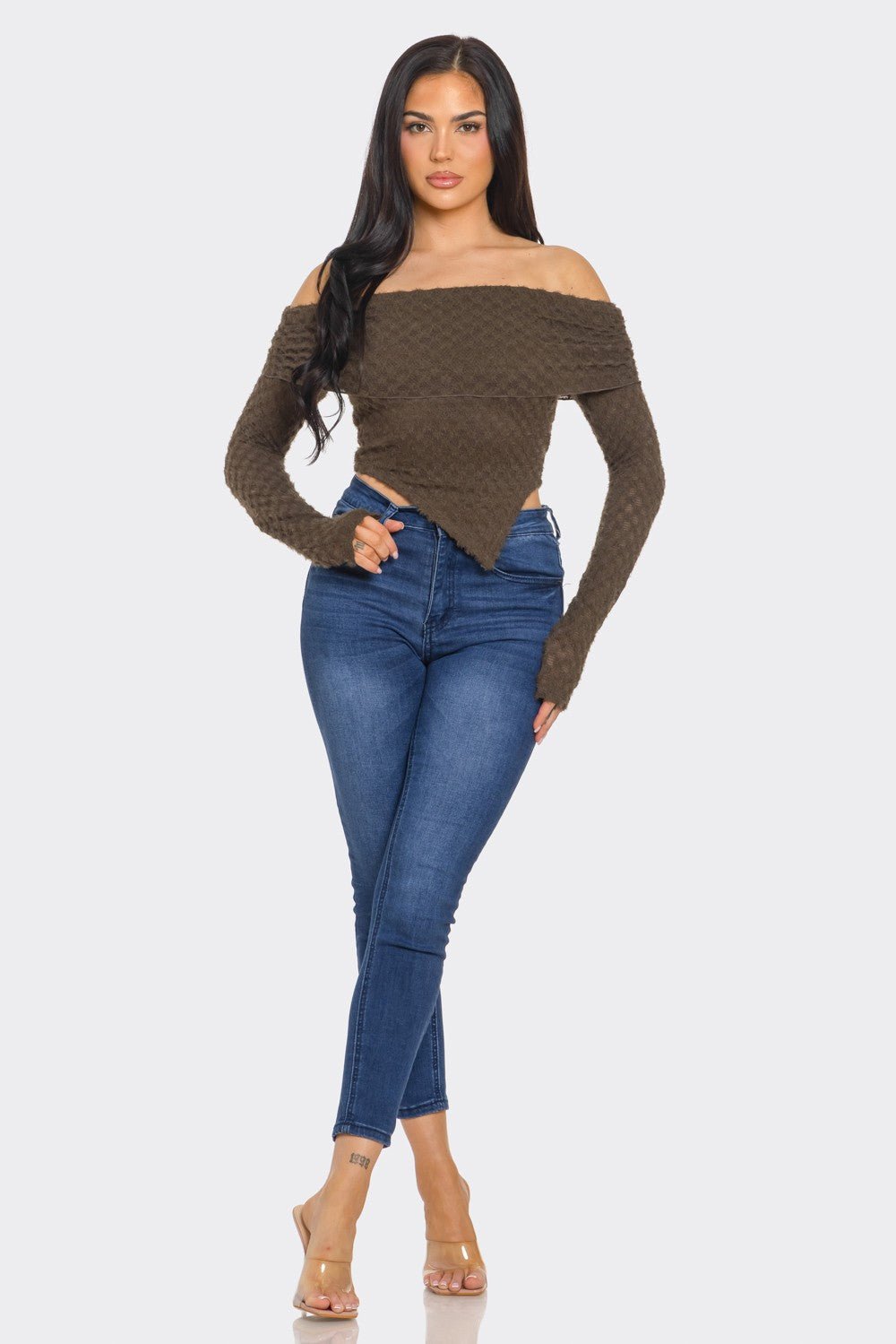 Leslie Off-Shoulder Asymmetric Long Sleeve Top – Stylish Women’s Blouse
