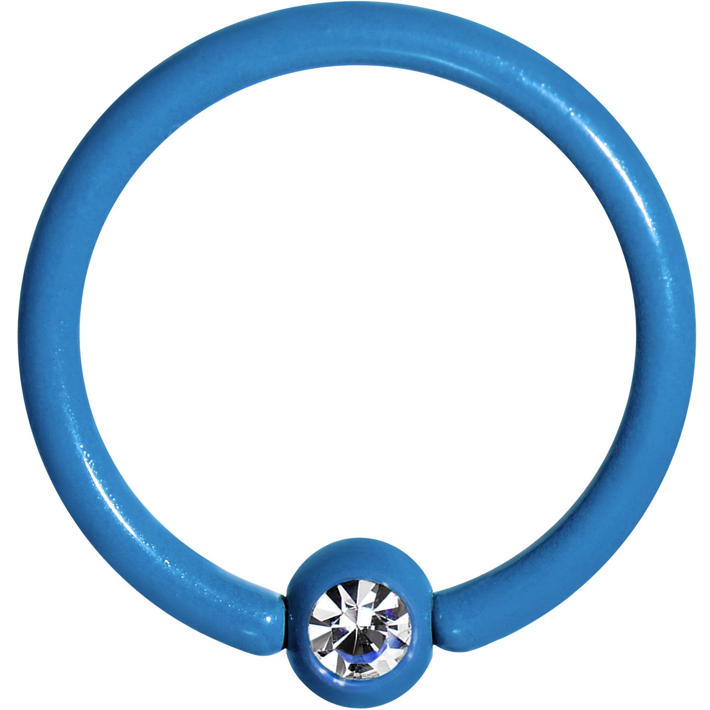 16G 5/16 Clear Gem Blue Acrylic Over Steel Captive Ring
