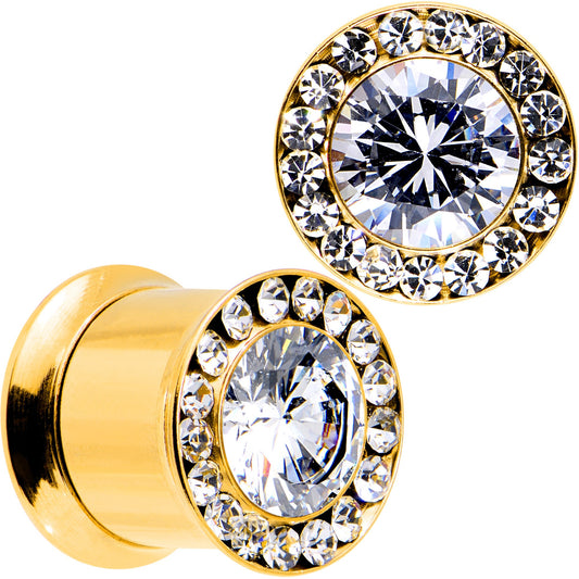 00G Clear CZ Gem Gold PVD Goddess of Glam Screw Fit Plug Set
