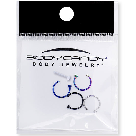 20G 5/16 Pack Set of 4 Assorted Stainless Steel Nose Hoop Rings