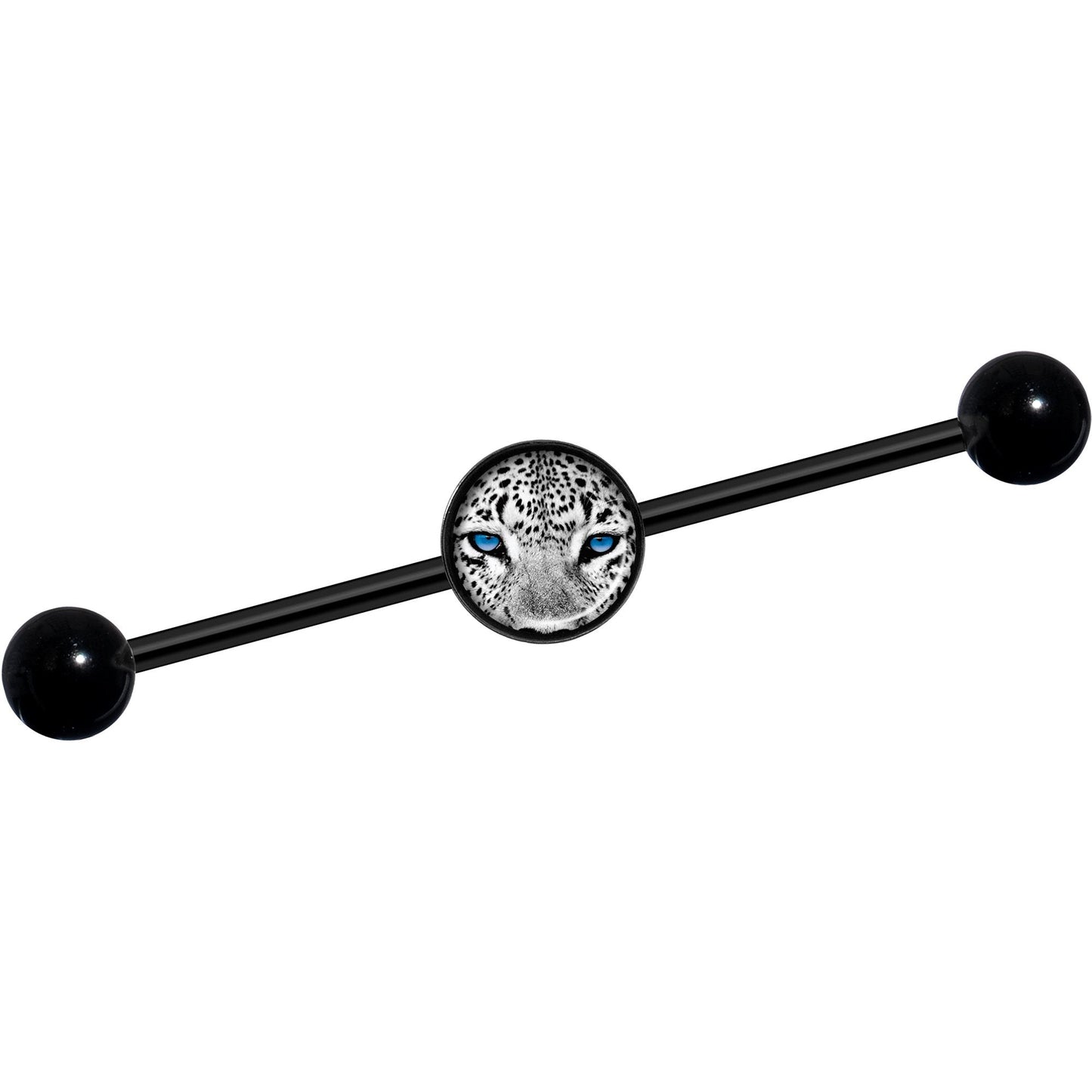 14G Black White Leopard Eyes Black Industrial Barbell 37mm