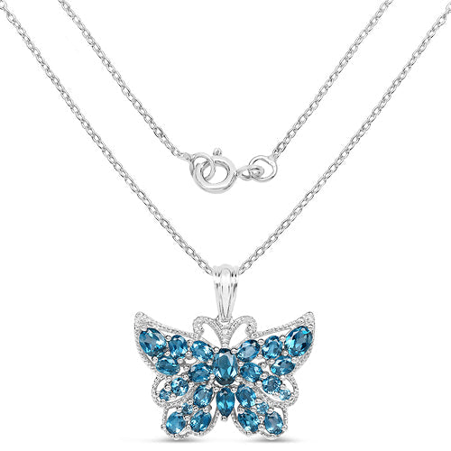 4.81 Carat Genuine London Blue Topaz .925 Sterling Silver Pendant