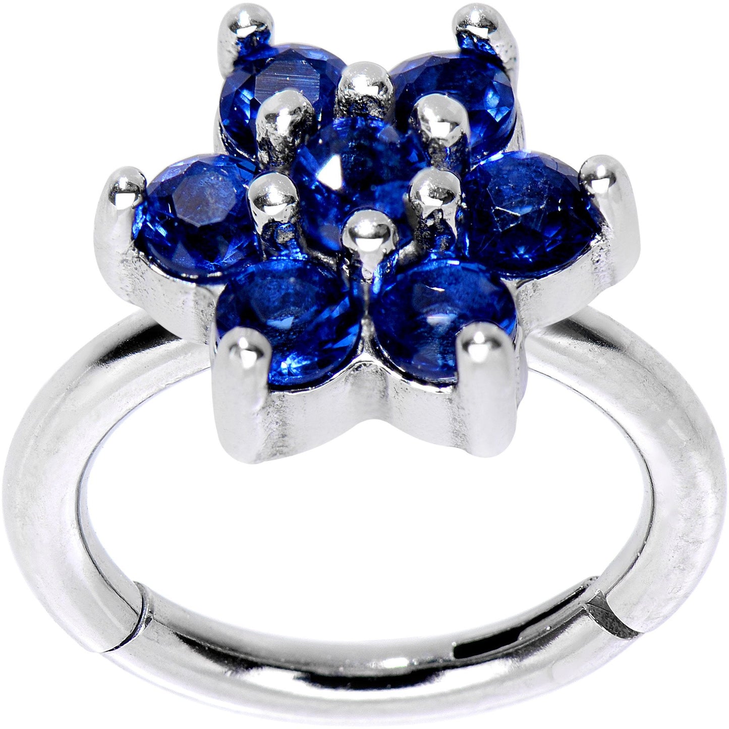16G 5/16 Blue CZ Gem Hinged Segment Ring
