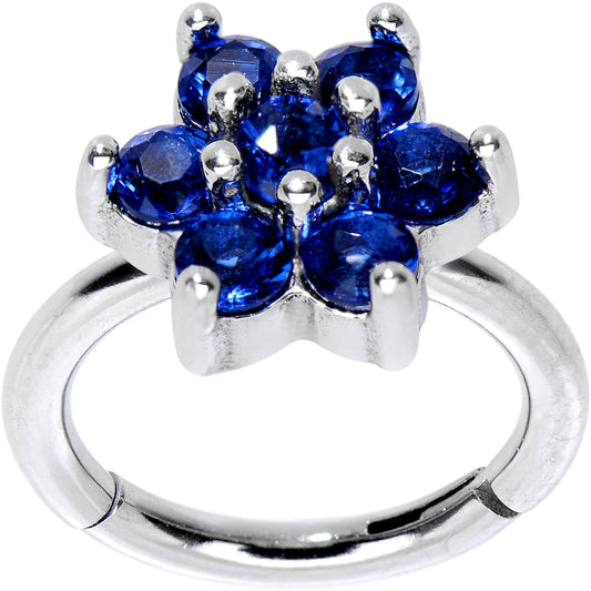 16G 5/16 Blue CZ Gem Hinged Segment Ring