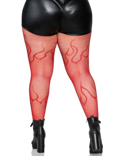 Plus Size Flame Net Tights