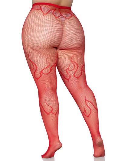 Plus Size Flame Net Tights